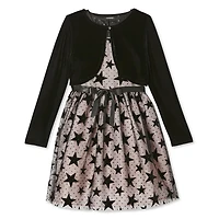 Ensemble 2 pièces avec robe floquée ornée d’étoiles et boléro George pour filles