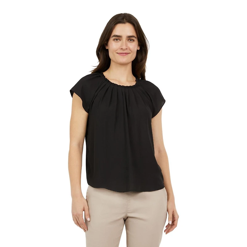 CHAPS-PLEAT NECK TOP