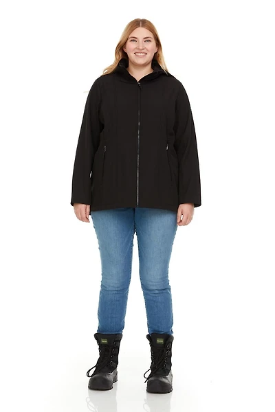 Swiss Tech Women's Plus Hooded Softshell Jacket