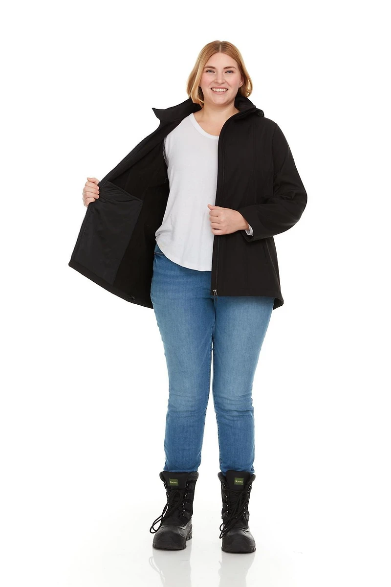 Swiss Tech Women's Plus Hooded Softshell Jacket