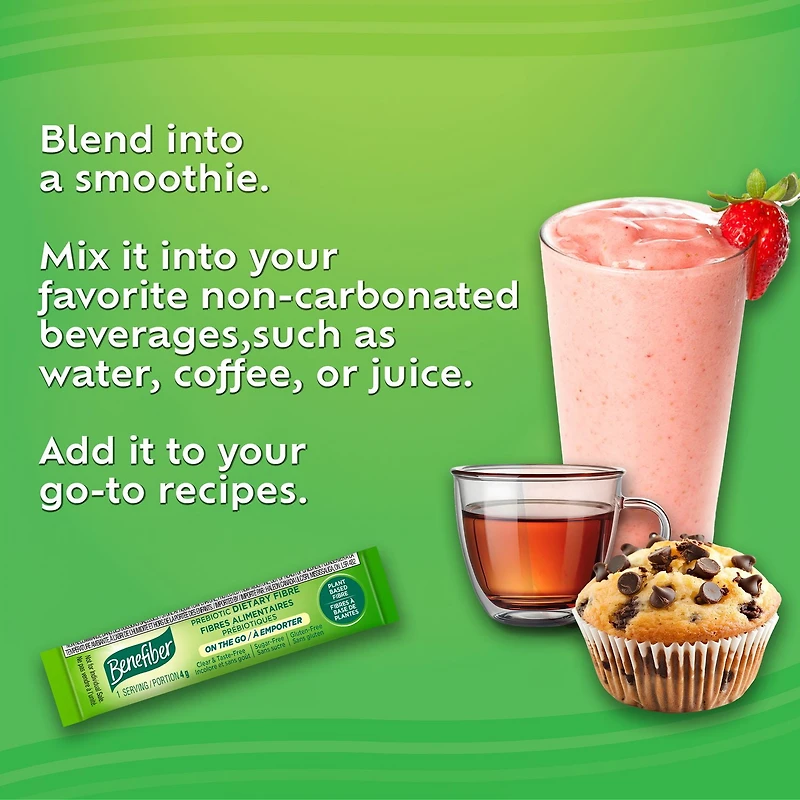 Benefiber On The Go Prebiotic Dietary Fibre Powder, Unflavoured, Stick Packs, Sugar-Free - (28 x 4 g Stick Packs), Benefiber On The Go, (28 x 4 g Stick Packs)