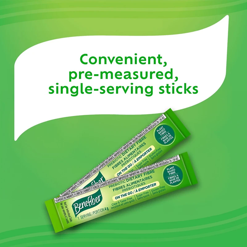 Benefiber On The Go Prebiotic Dietary Fibre Powder, Unflavoured, Stick Packs, Sugar-Free - (28 x 4 g Stick Packs), Benefiber On The Go, (28 x 4 g Stick Packs)