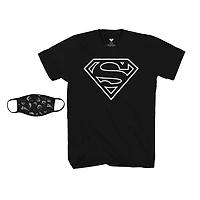T-shirt et masque noir pour homme avec logo Superman