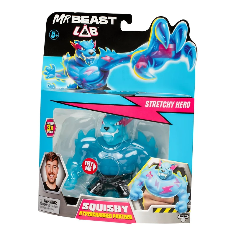 Figurine extensible MrBeast Lab de Heroes of Goo Jit Zu, panthère hyperchargée et spongieuse