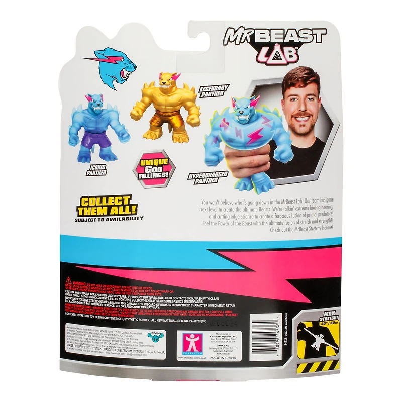 Figurine extensible MrBeast Lab de Heroes of Goo Jit Zu, panthère hyperchargée et spongieuse