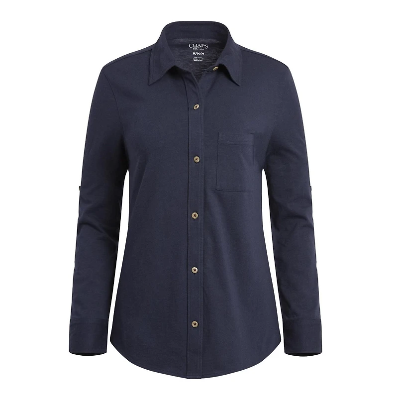 CHAPS-LONG SLEEVE KNIT SHIRT-