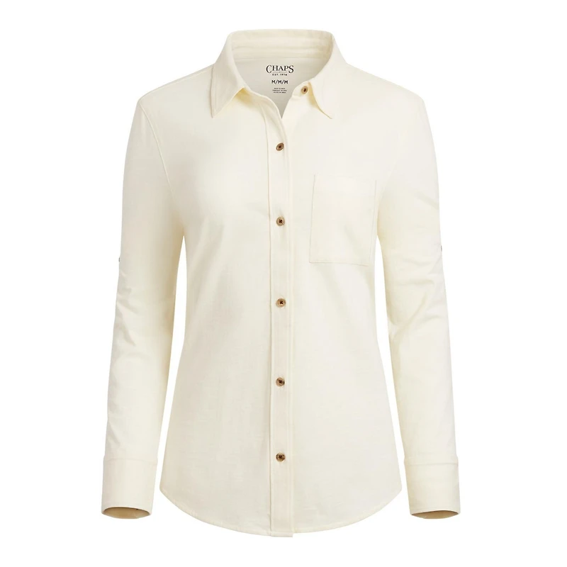 CHAPS-LONG SLEEVE KNIT SHIRT