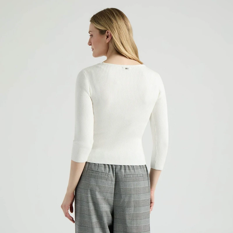 Mexx Women’s Square Neck ¾ Sleeve Sweater