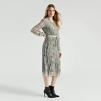 Mexx Women’s Printed Belted Dress with Pleated Skirt, XS-XXL