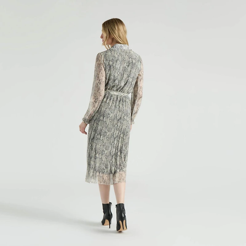 Mexx Women’s Printed Belted Dress with Pleated Skirt, XS-XXL