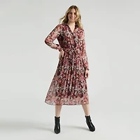 Mexx Women’s Printed Belted Dress with Pleated Skirt, XS-XXL