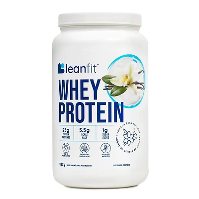 LEANFIT WHEY PROTEIN™ Vanilla 832g - 100% Whey Protein Powder, 25g Protein Per Serving, Grass-Fed, Gluten-Free, BCAAs, Complete Amino Acid Profile