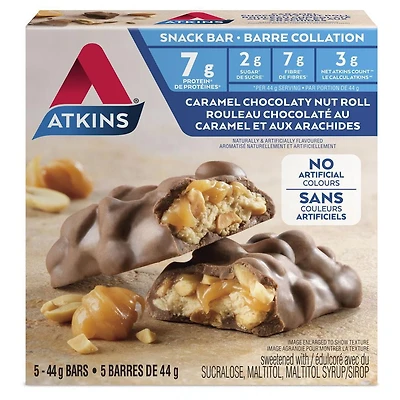 Barre-collation au rouleau chocolaté au caramel et aux arachides Atkins