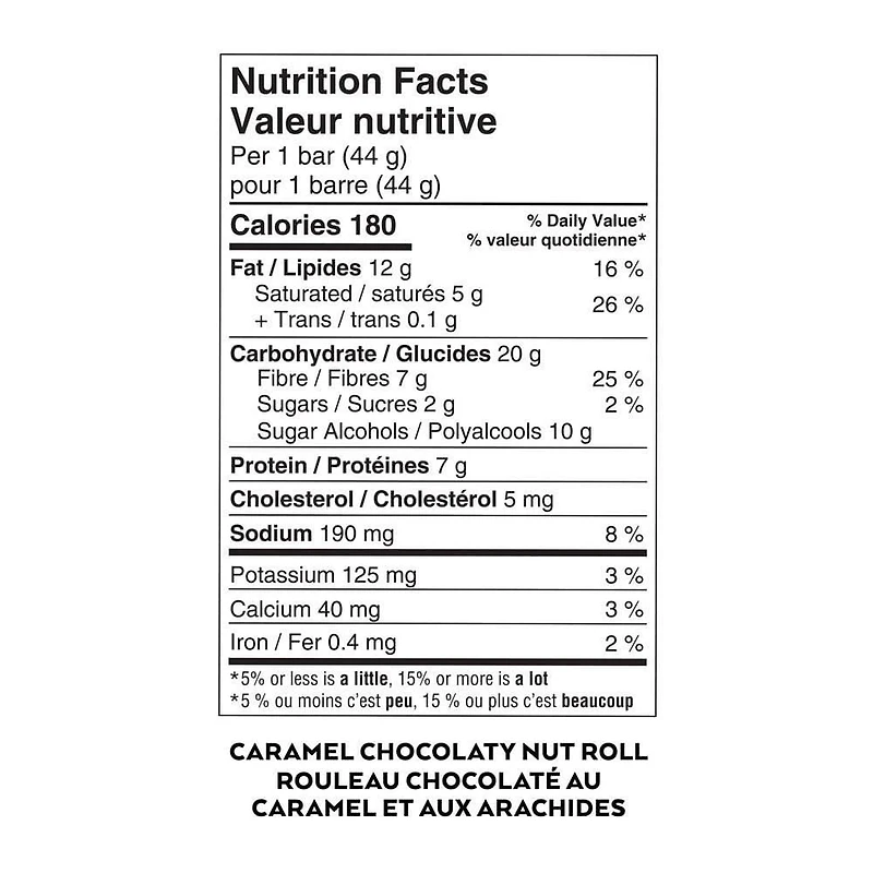 Barre-collation au rouleau chocolaté au caramel et aux arachides Atkins
