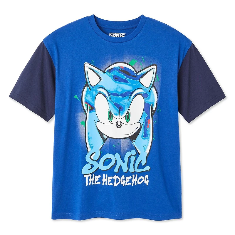 T-shirt à manches courtes Sonic le hérisson pour garçons Tailles TP–TG