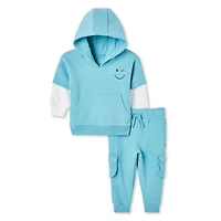 Ensemble 2 pièces avec haut à capuchon en molleton George pour bébés garçons Tailles 0-24 mois