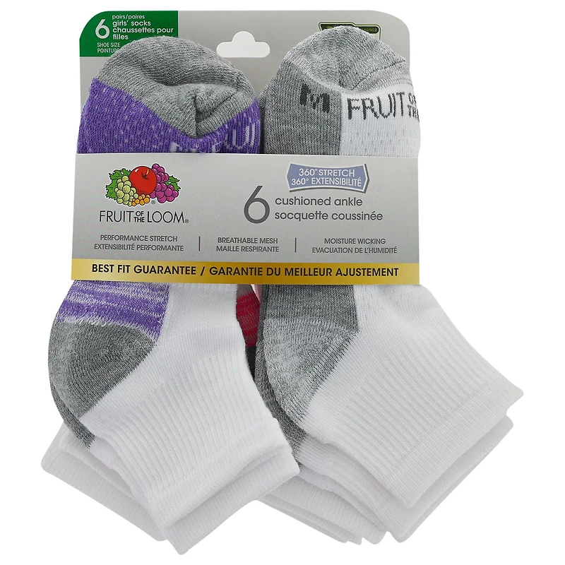 Fruit of the Loom Girls Confort toute la journée Chaussettes Pour Filles