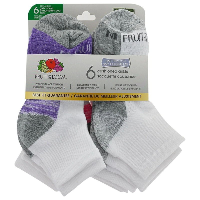 Fruit of the Loom Girls Confort toute la journée Chaussettes Pour Filles