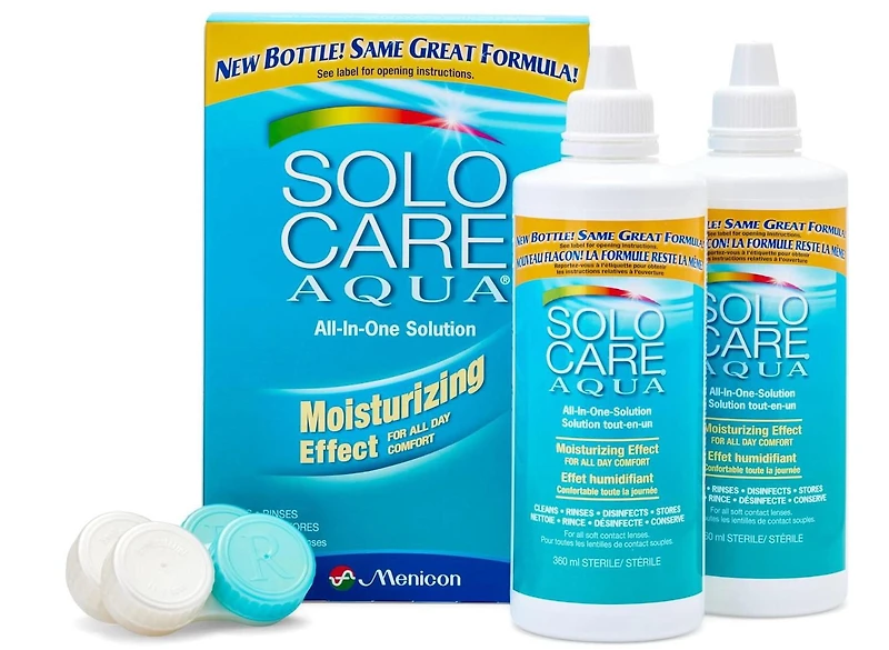 Solution tout-en-un Aqua de Solocare pour lentilles de contact douces 2X360 Paquet double Solution tout-en-un