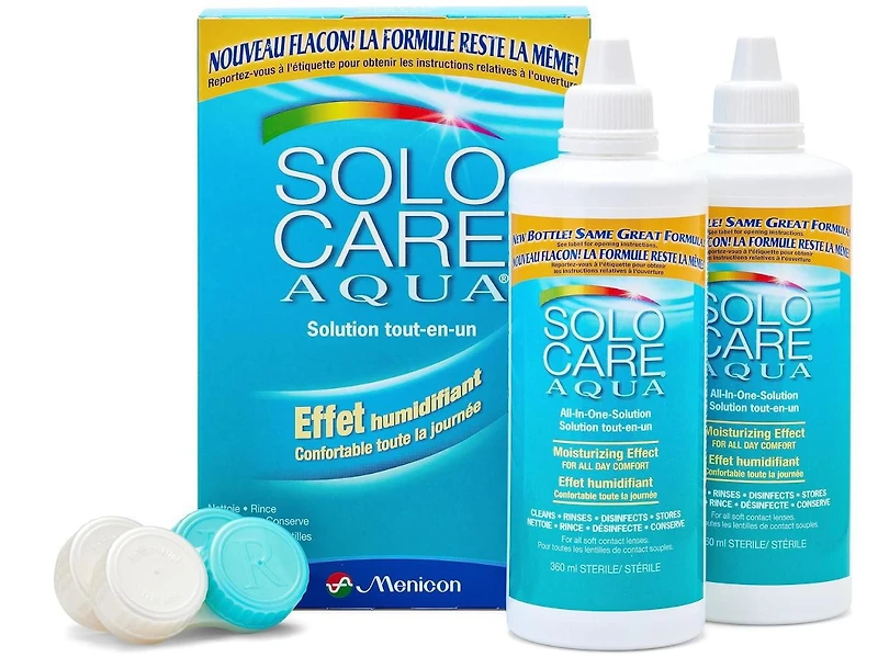 Solution tout-en-un Aqua de Solocare pour lentilles de contact douces 2X360 Paquet double Solution tout-en-un