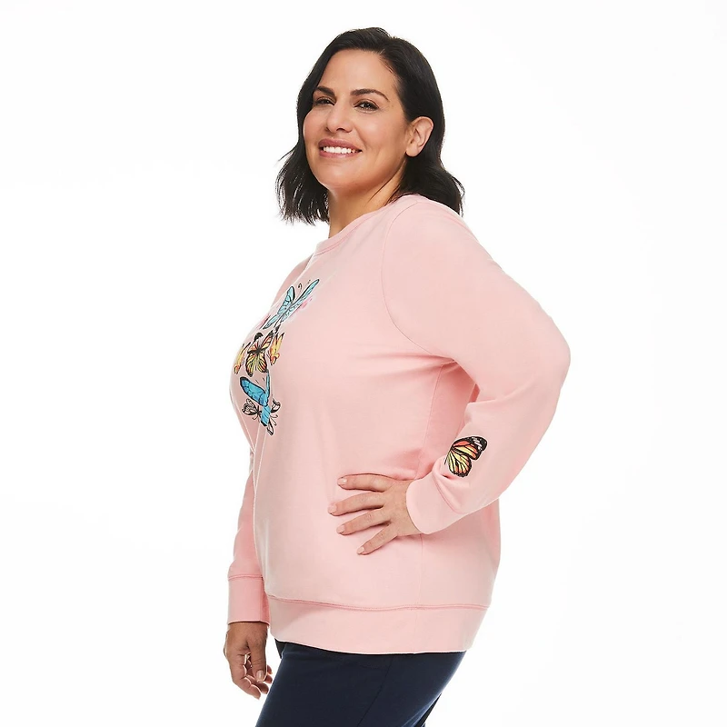 Coton ouaté avec encolure ronde et imprimé graphique Penmans Plus pour femmes