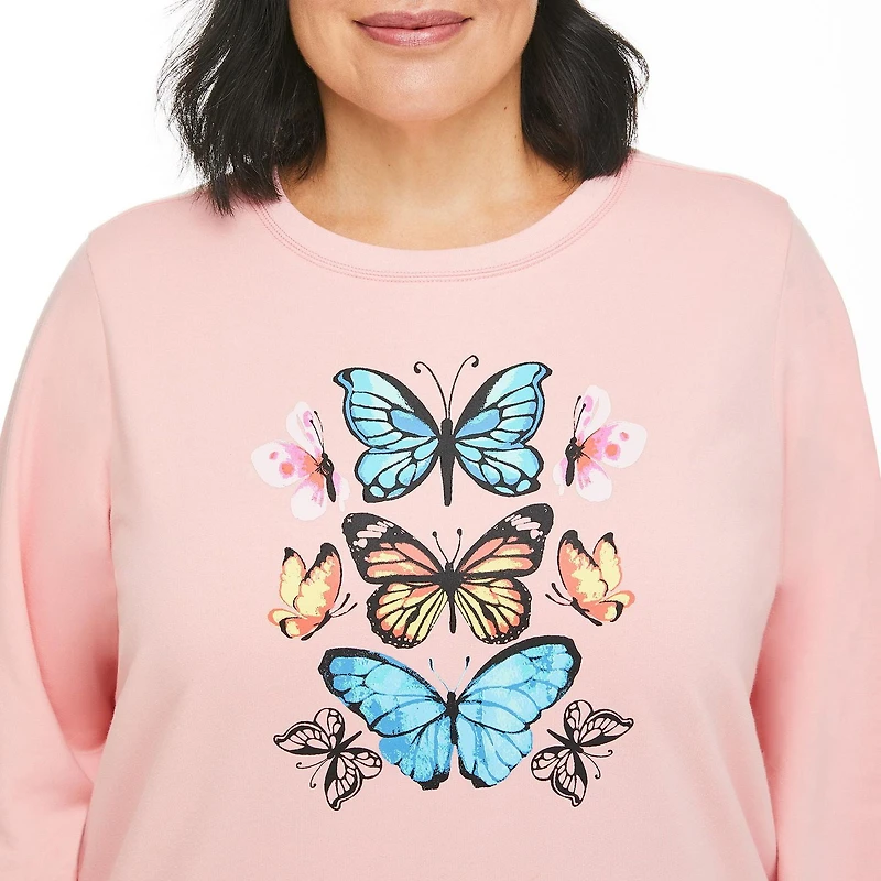 Coton ouaté avec encolure ronde et imprimé graphique Penmans Plus pour femmes