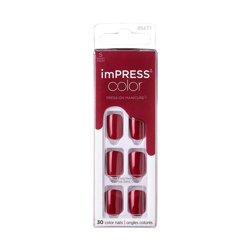 KISS ImPRESS Color - 30 faux ongles, courts Gel en minutes