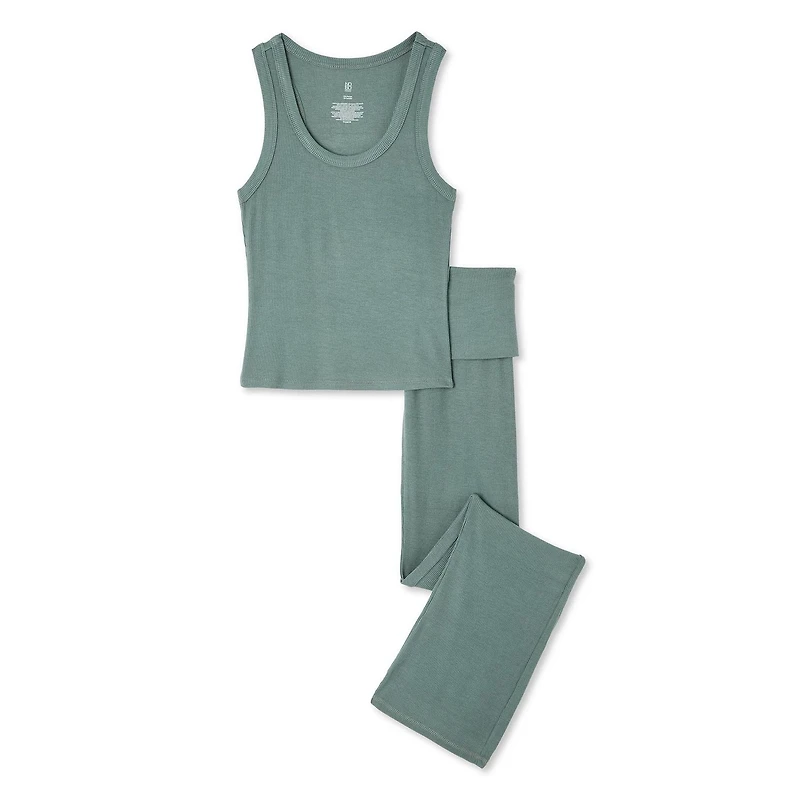 No Boundaries Women's Rib Pajama 2-Piece Set