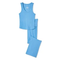 No Boundaries Women's Rib Pajama 2-Piece Set
