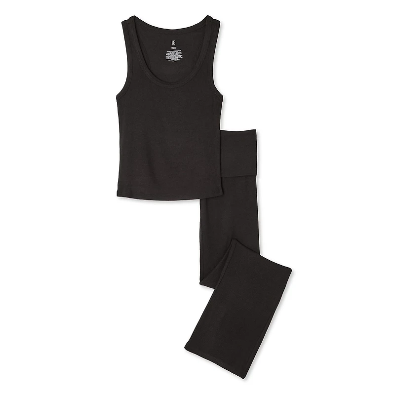 No Boundaries Women's Rib Pajama 2-Piece Set