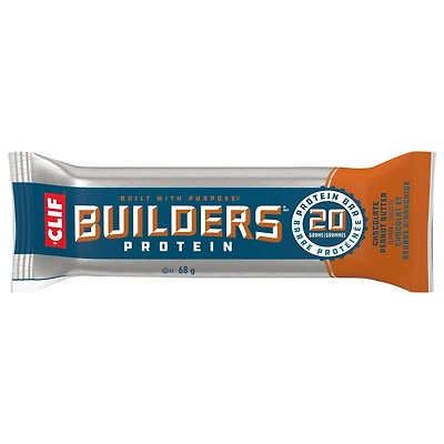 CLIF BUILDERS Protein Bars, Chocolate Peanut Butter Flavour, 20g of Protein, Prepared in Canada, Gluten Free, No Artificial Sweeteners, 68 g