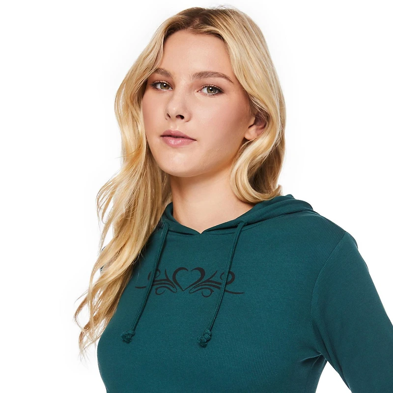 Robe à capuchon en tricot côtelé No Boundaries pour femmes