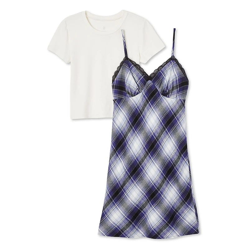 No Boundaries Women's Plaid Dress 2-Piece Set