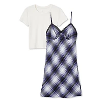 No Boundaries Women's Plaid Dress 2-Piece Set
