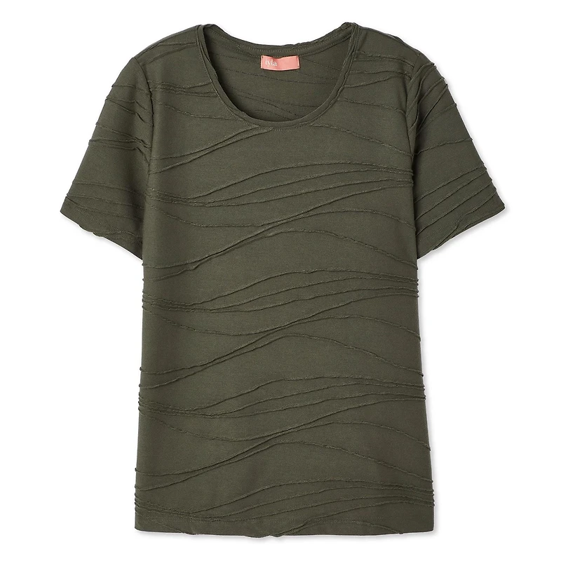 T-shirt à motif ondulé Iyla pour femmes Tailles P-TTG