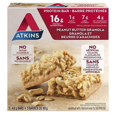 Barre protéinée granola et beurre d'arachides Atkins 5 barres de 48 g