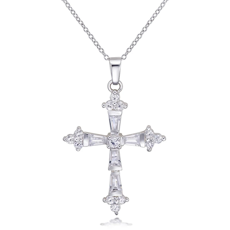 Quintessential Collier croix en argent sterling CZ