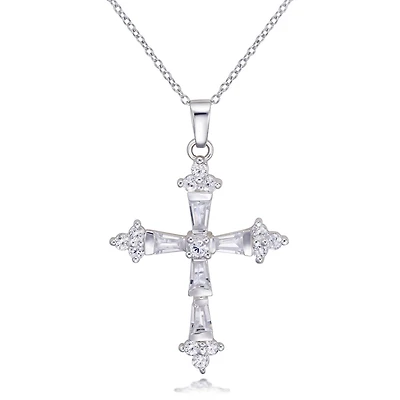 Quintessential Collier croix en argent sterling CZ