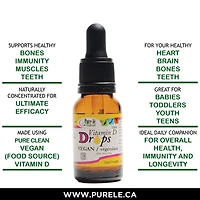 Gouttes de vitamine D2 végétaliennes pour adultes Pure-lē Natural