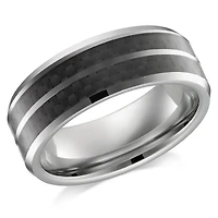Men'S Tungsten 8mm Black Carbon Fiber Inlay