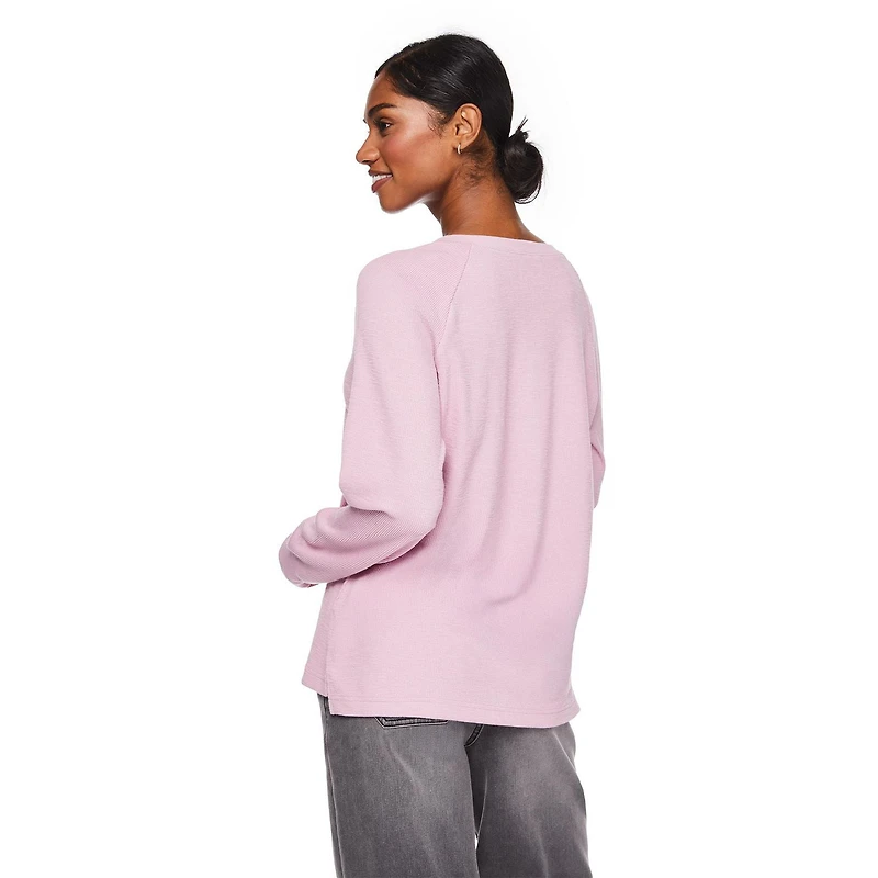 T-shirt côtelé avec col henley George pour femmes Tailles TP–TTG