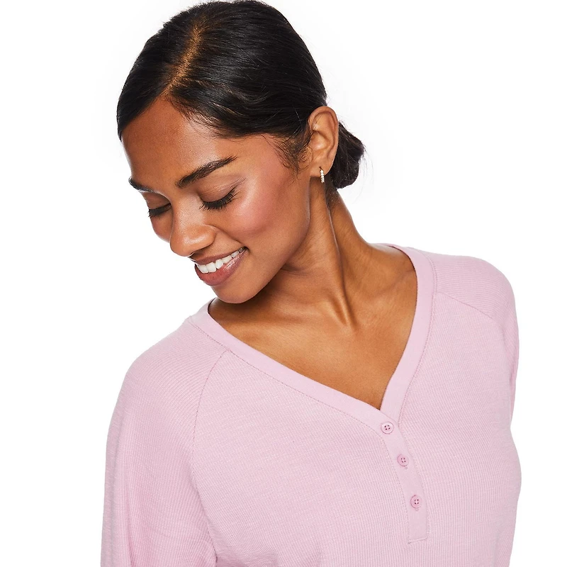 T-shirt côtelé avec col henley George pour femmes Tailles TP–TTG