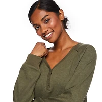 George Women's Rib Henley Tee, Sizes XS-XXL