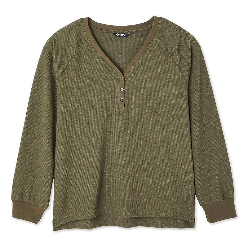 George Women's Rib Henley Tee, Sizes XS-XXL