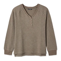 T-shirt côtelé avec col henley George pour femmes Tailles TP–TTG