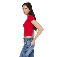 No Boundaries Women's Short Sleeve Baby Tee
