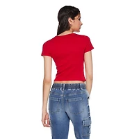 No Boundaries Women's Short Sleeve Baby Tee