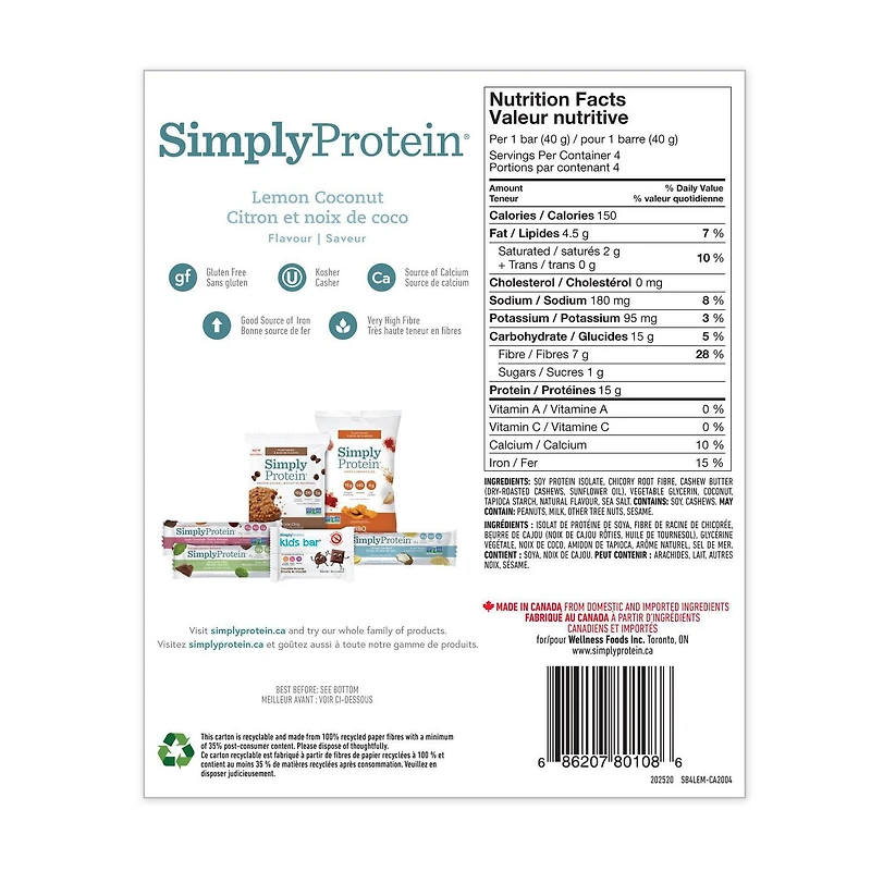 SimplyProtein Lemon Coconut Bars