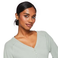T-shirt côtelé avec col henley George pour femmes Tailles TP–TTG