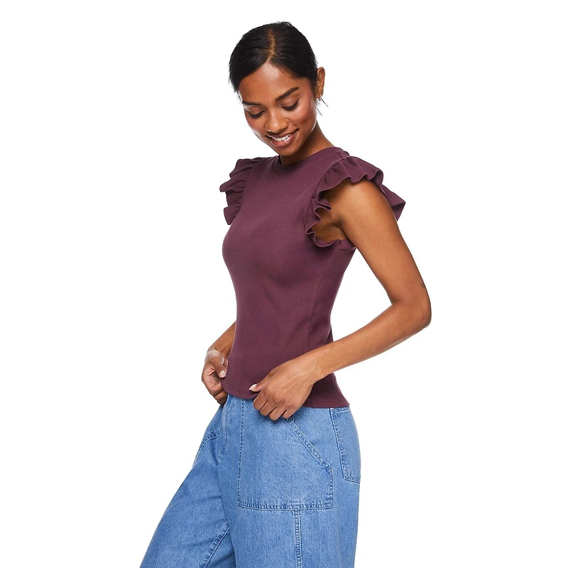 T-shirt côtelé à volants George pour femmes